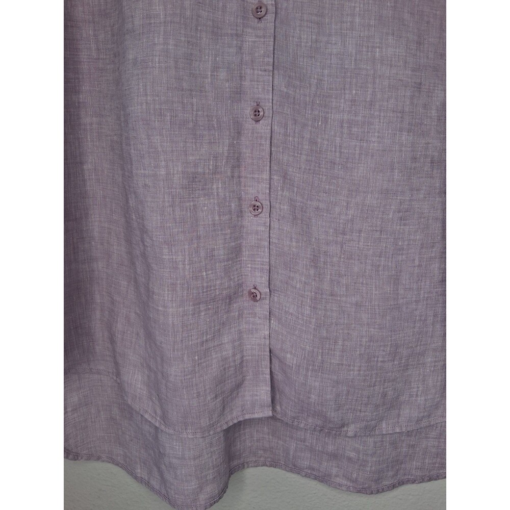 Chico’s Size 3 No-Iron Linen Shirttail High-Low Tunic Top Blouse Purple US 16/18 - Picture 9 of 14